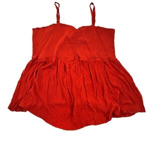 Maurices Smocked Babydoll Strap Tank Top Women's 3X Rust Milkmaid Boho Y2K Flowy